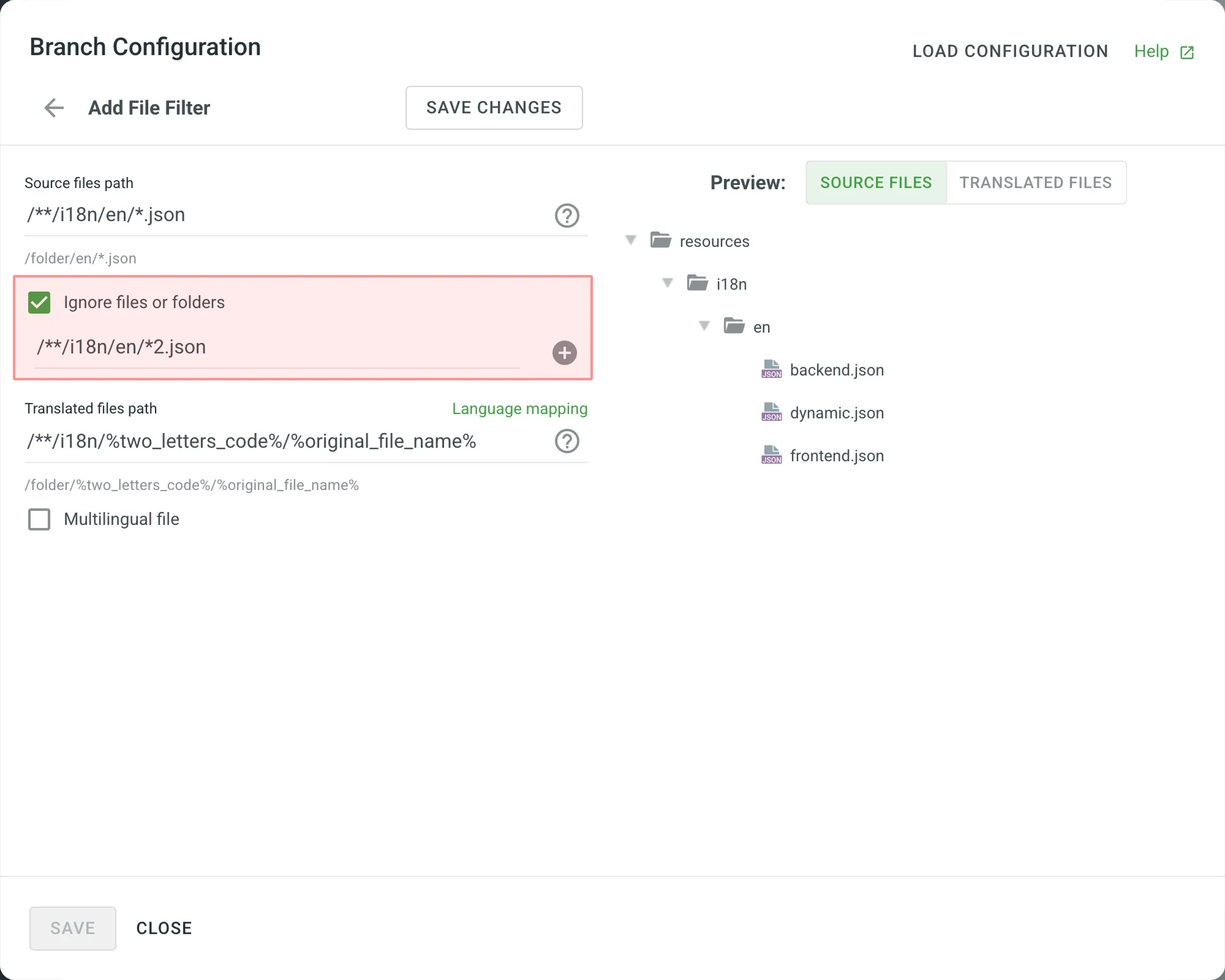 Ignore files or folders